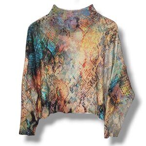 Anthropologie 100% Cashmere pilcro Alani mockneck sweater multicolor rainbow S